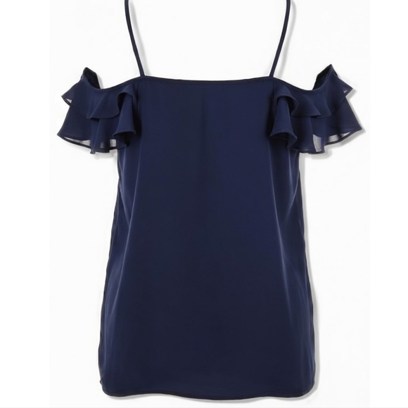 Express Lace-Up Cold Shoulder Ruffle Top - Picture 2 of 4